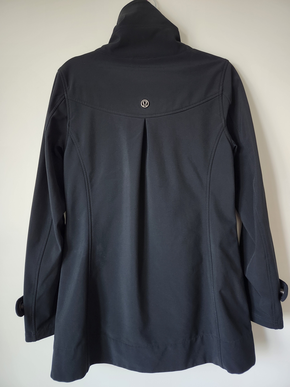 Lululemon Black Audrey Soft Shell Long Jacket Zipper & Snaps Pocket - Picture 13 of 15